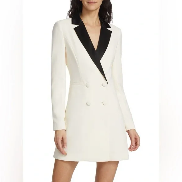 NWT $550 Alice + Olivia Kryie Tuxedo Blazer Dress - Picture 1 of 14